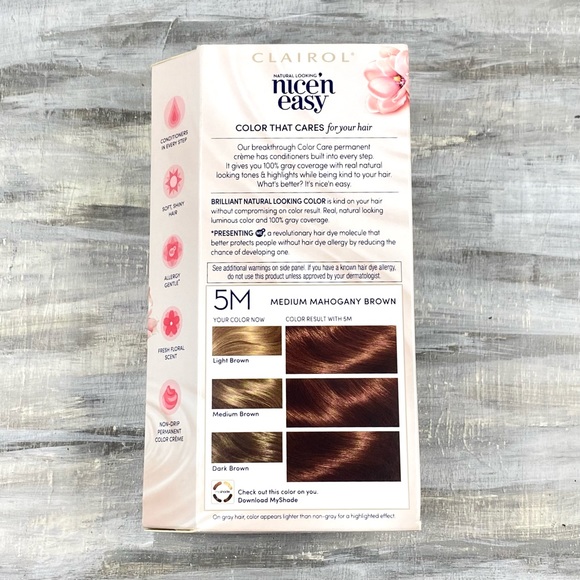 NWT Clairol Nice ‘n Easy 5M Medium Mahogany Brown Permanent Hair Color Box NIB - Picture 5 of 9